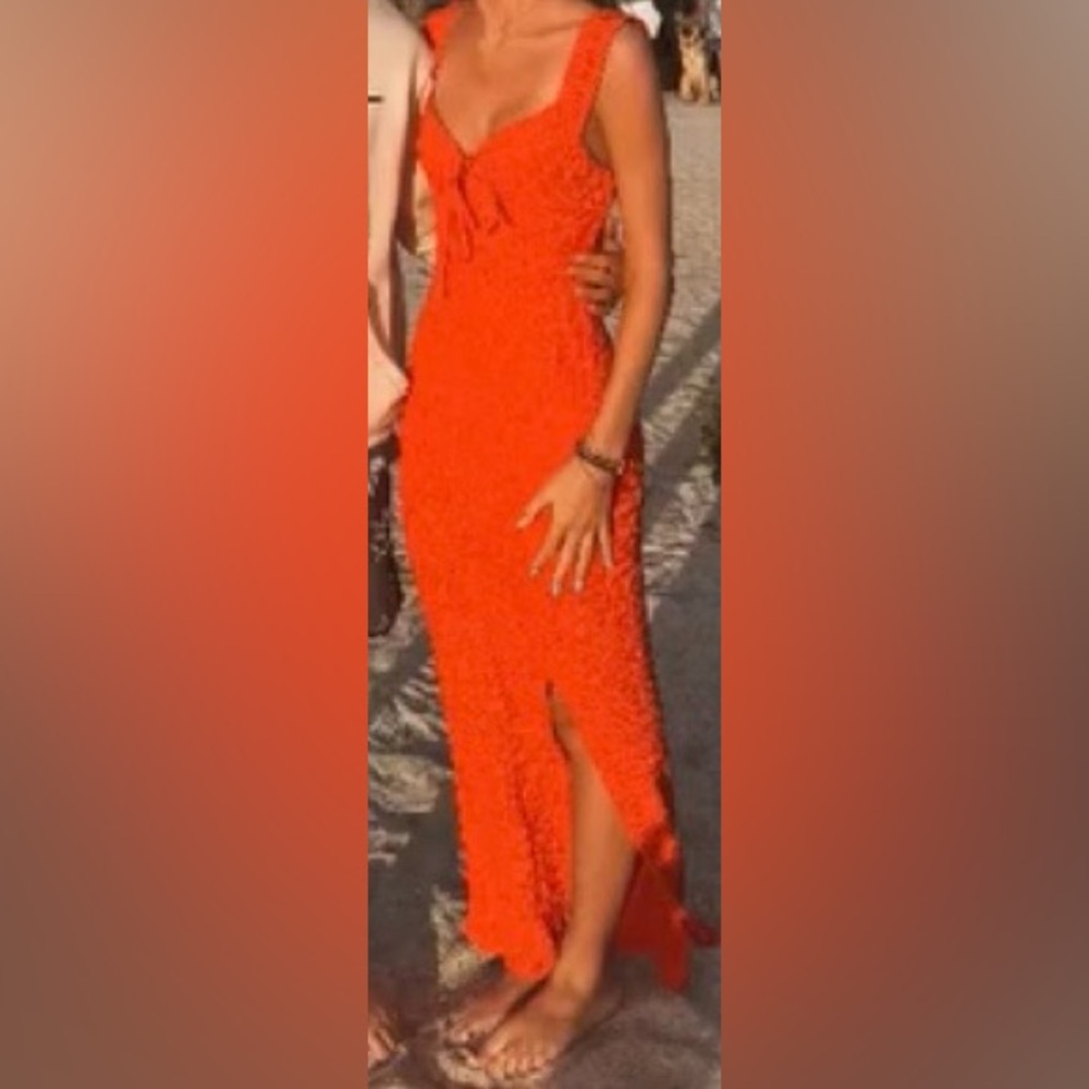 Chic Orange Knit Maxi Dress - Picture 2 of 2